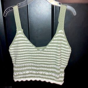 sage green knitted crop top, from Hollister, never worn ,size Medium